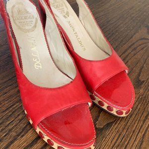 Delman Vintage red leather heels